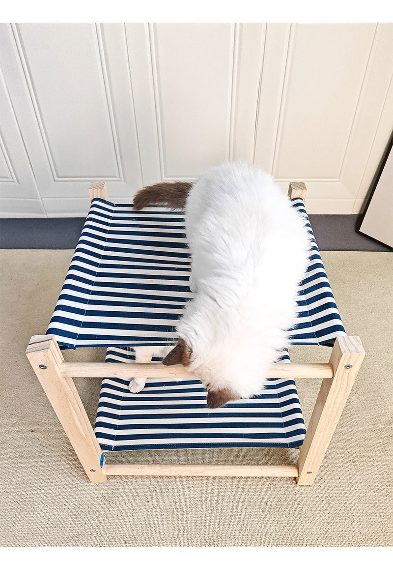 Lit Double Hamac pour Chat en Bois Massif