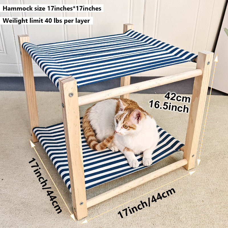 Lit Double Hamac pour Chat en Bois Massif