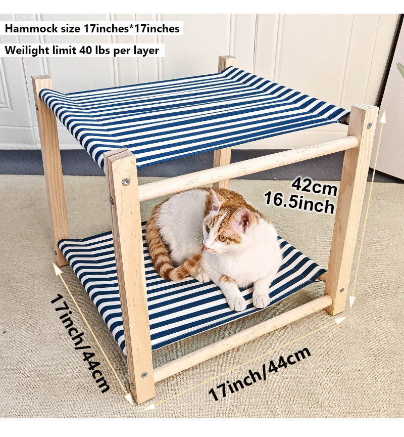 Lit Double Hamac pour Chat en Bois Massif