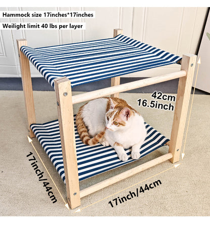 Lit Double Hamac pour Chat en Bois Massif