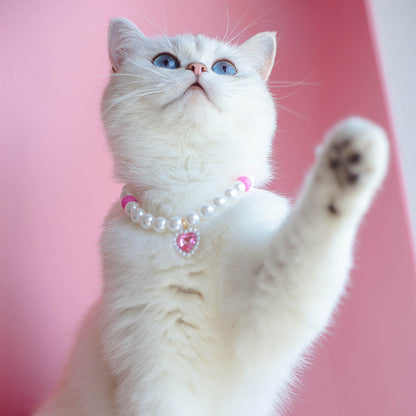 Collier pour Chat avec Perles et Petit Cœur