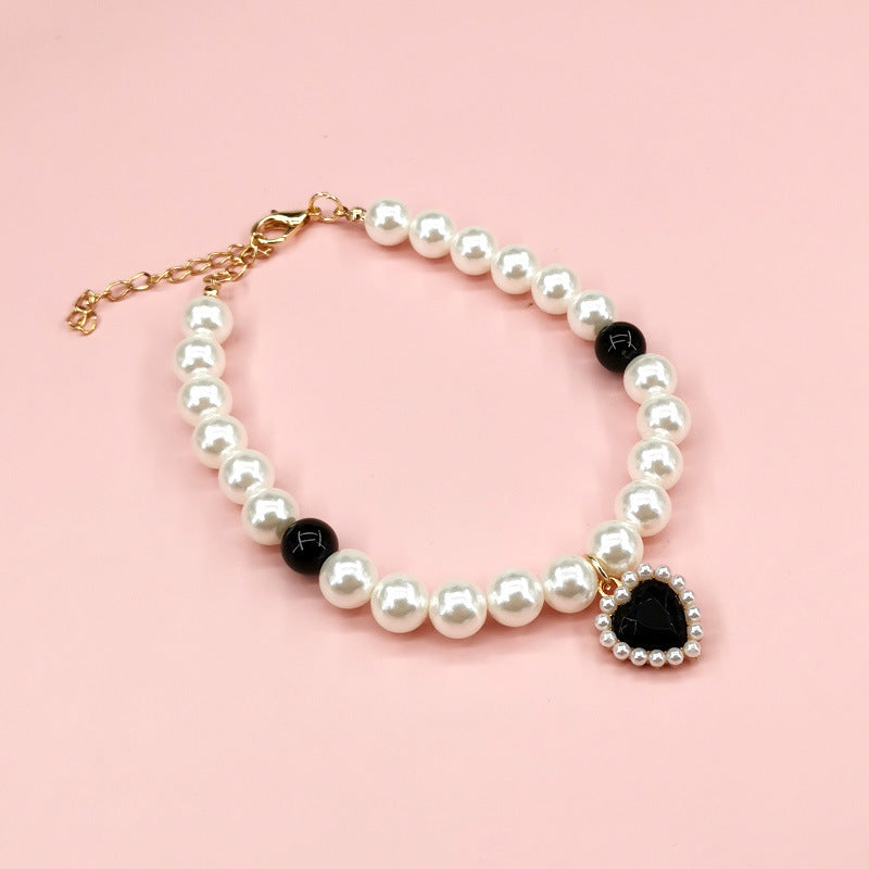Collier pour Chat avec Perles et Petit Cœur