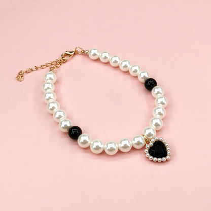 Collier pour Chat avec Perles et Petit Cœur