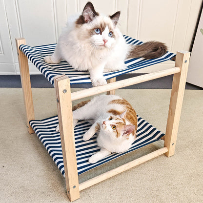 Lit Double Hamac pour Chat en Bois Massif